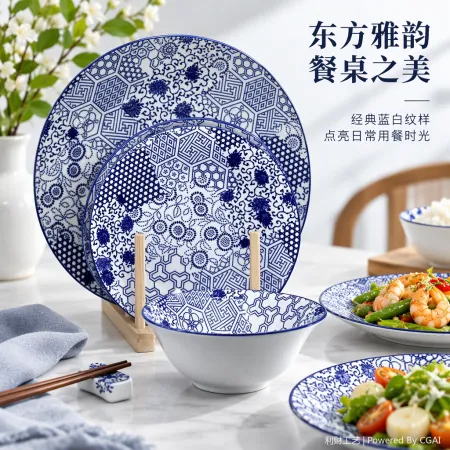 Ceramic tableware set, household tableware bowls, plates, bowls, chopsticks, tableware combination, kitchenware, daily necessities, practical and durable Ceramic tableware set, household tableware bowls, plates, bowls, chopsticks, tableware combination, kitchenware, daily necessities, practical and durable